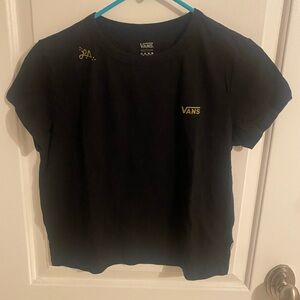Vans Off The Wall Black Lizzie Armanto Cropped T-Shirt Medium
